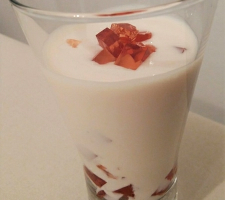 Curd and Pacharán Sorbet